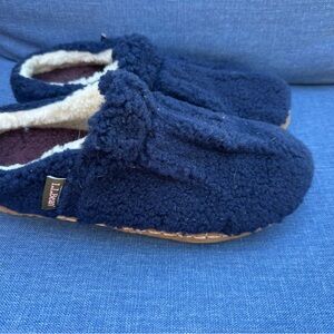 LL Bean Women's blue  Sherpa Fleece Cozy Warm Slipper Slides Size 9 M